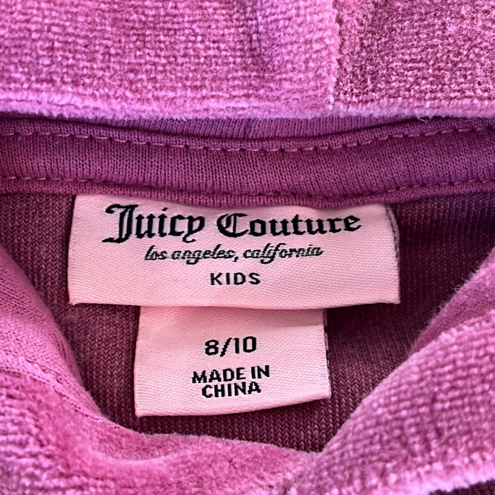 Juicy Couture Pink Velour Bling Zip Hoodie Girls 8/10 Excellent‎ - Picture 4 of 5